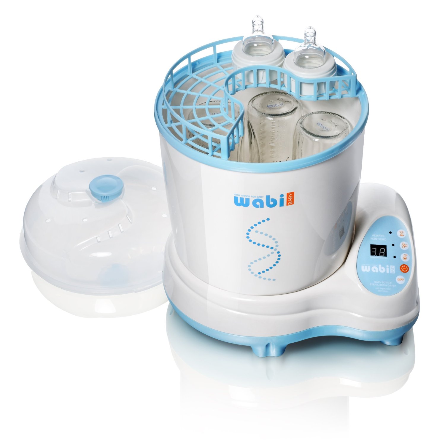 We are studying different types of sterilizers for baby bottles: UV-C, steam and microwave options