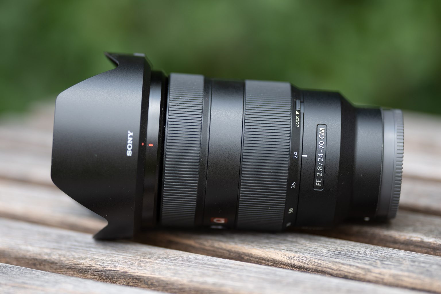 Sony FE 24-70mm f/2.8 GM: Professional zoom lens with high aperture.