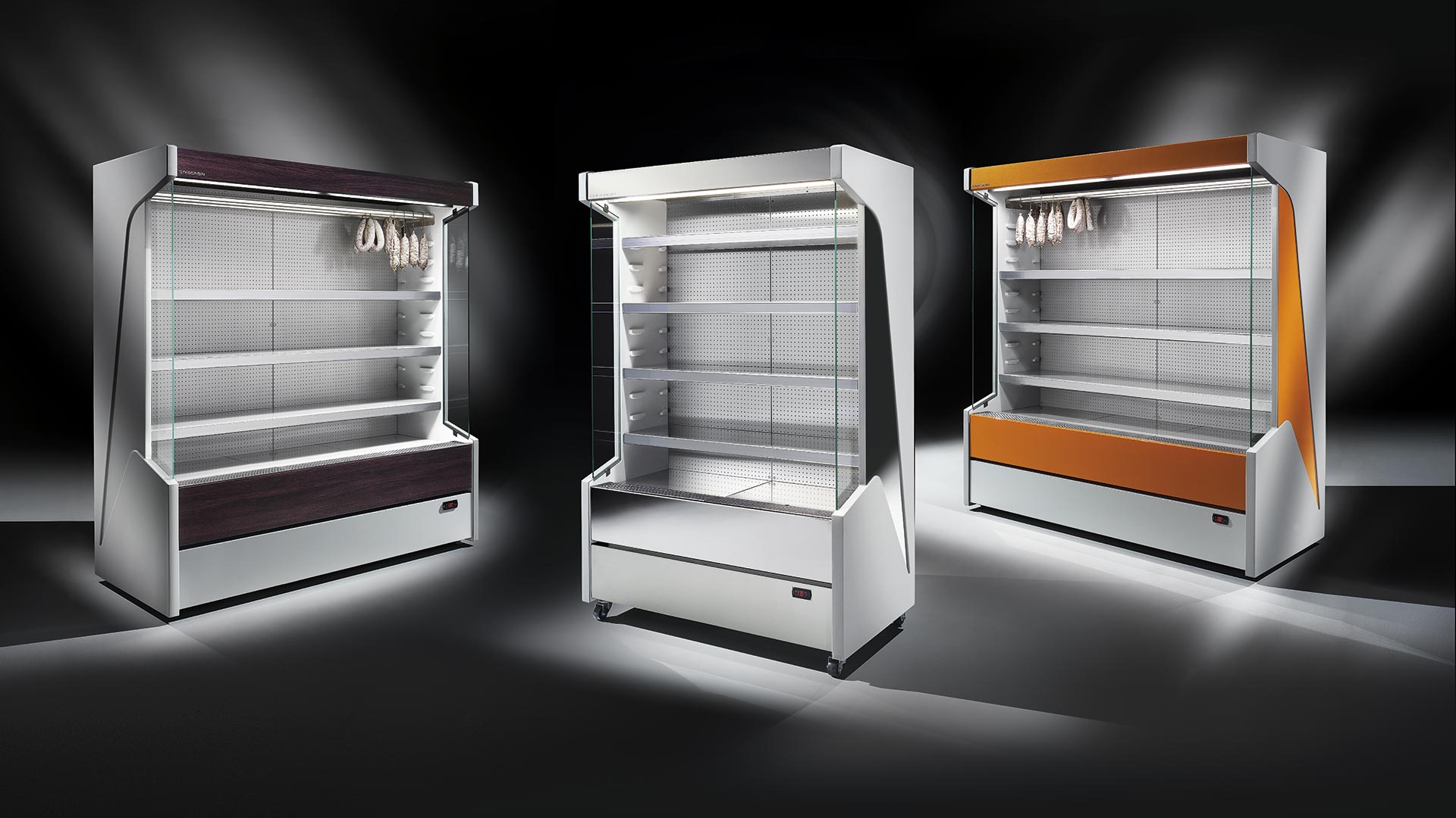 Various types of refrigerated display cases and their use in stores