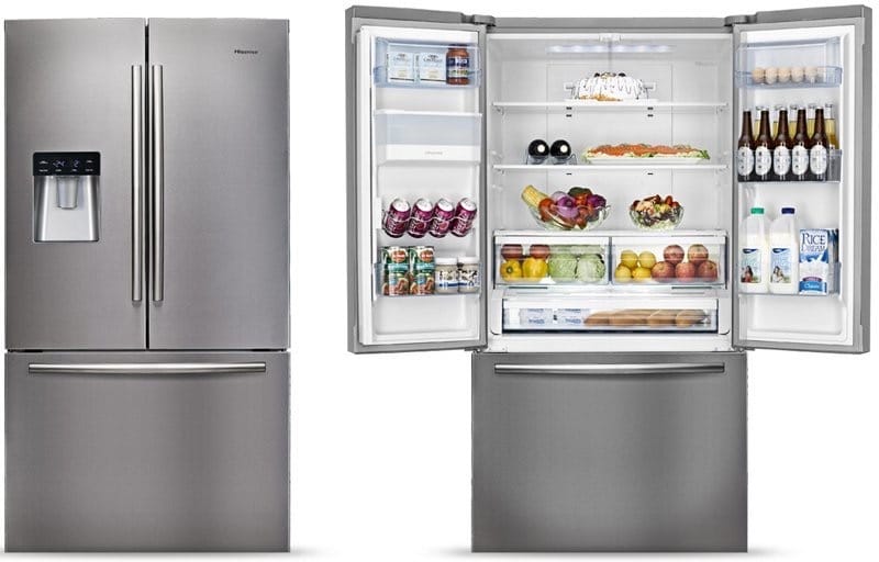 Solutions de stockage intelligentes : Réfrigérateur Hisense à portes françaises avec bacs réglables